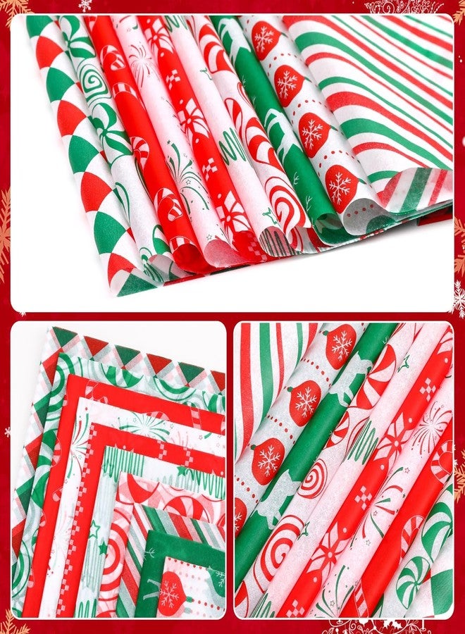 SANNIX 100 Sheets Christmas Tissue Paper Red Green White Peppermint Candy Xmas Tree Bulk Gift Wrapping Paper for Gift DIY Crafts Christmas Holiday Party Decoration 19.7 ×13.8 Inch, 10 Designs - Image 2