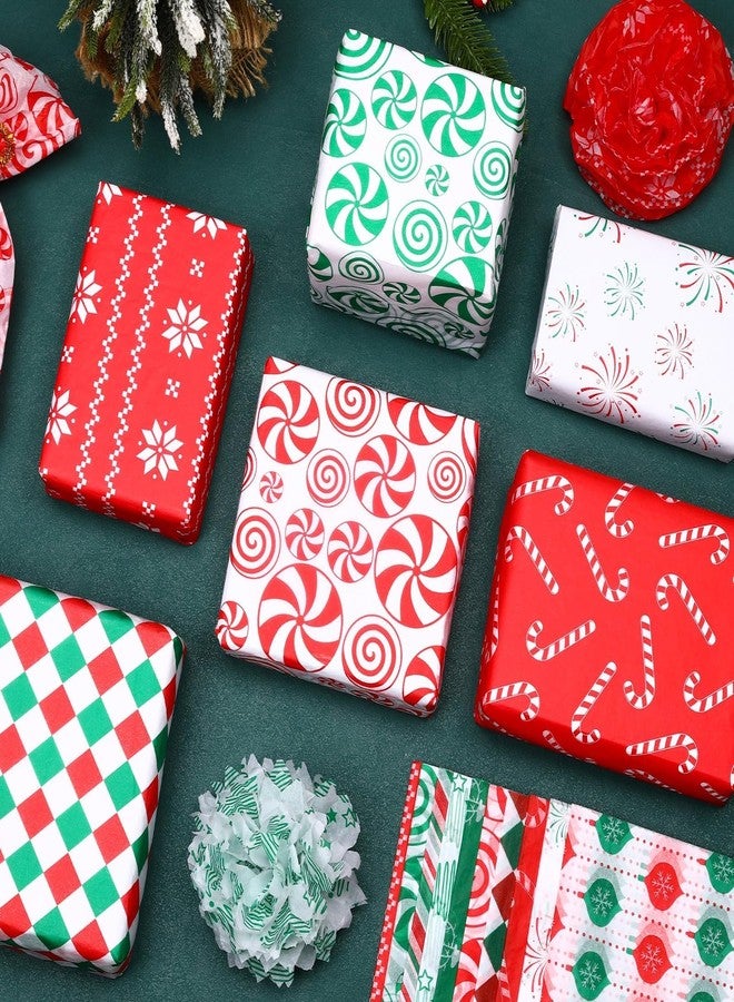 SANNIX 100 Sheets Christmas Tissue Paper Red Green White Peppermint Candy Xmas Tree Bulk Gift Wrapping Paper for Gift DIY Crafts Christmas Holiday Party Decoration 19.7 ×13.8 Inch, 10 Designs - Image 3