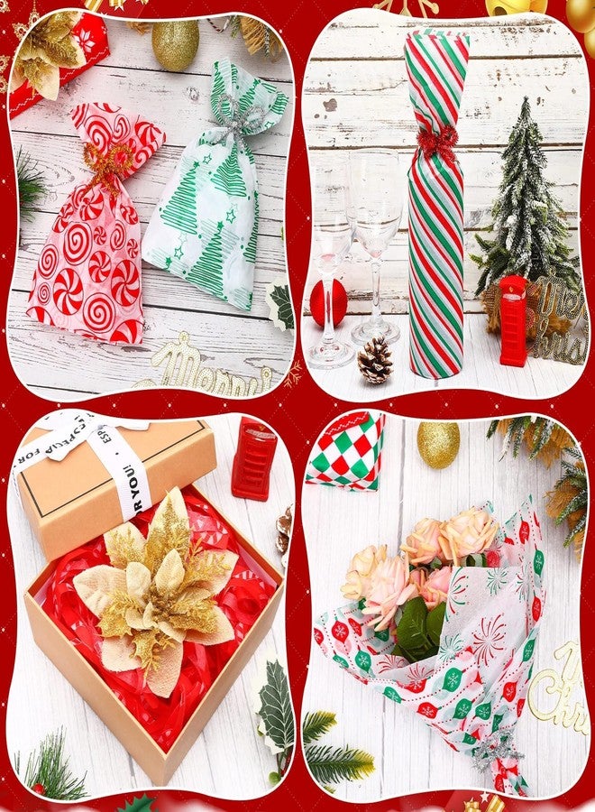 SANNIX 100 Sheets Christmas Tissue Paper Red Green White Peppermint Candy Xmas Tree Bulk Gift Wrapping Paper for Gift DIY Crafts Christmas Holiday Party Decoration 19.7 ×13.8 Inch, 10 Designs - Image 5