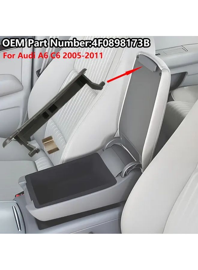 Center Console Armrest Cover with Locking Mechanism for Audi A6 C6 2005 2011 - Image 1
