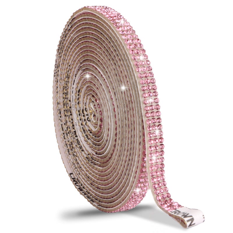 YBLANDEG Self Adhesive Crystal Ribbon Rhinestone Diamond Bling Stickers for Gift Wrapping DIY Arts Crafts Projects Decor Wedding Party Supplies Pink 14 inches X 3 Yards - Image 3