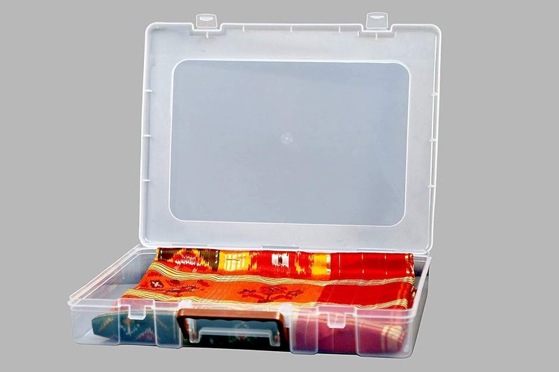 DARKZONE MultiPurpose Rectangular Plastic Storage Box with Locks and Handle Matte Finish Transparent Plastic Organizer Storage Box for Saree Laptop Books Clothes BAHURANI 17 x 14 x 25 inch Set of 2 - Image 5