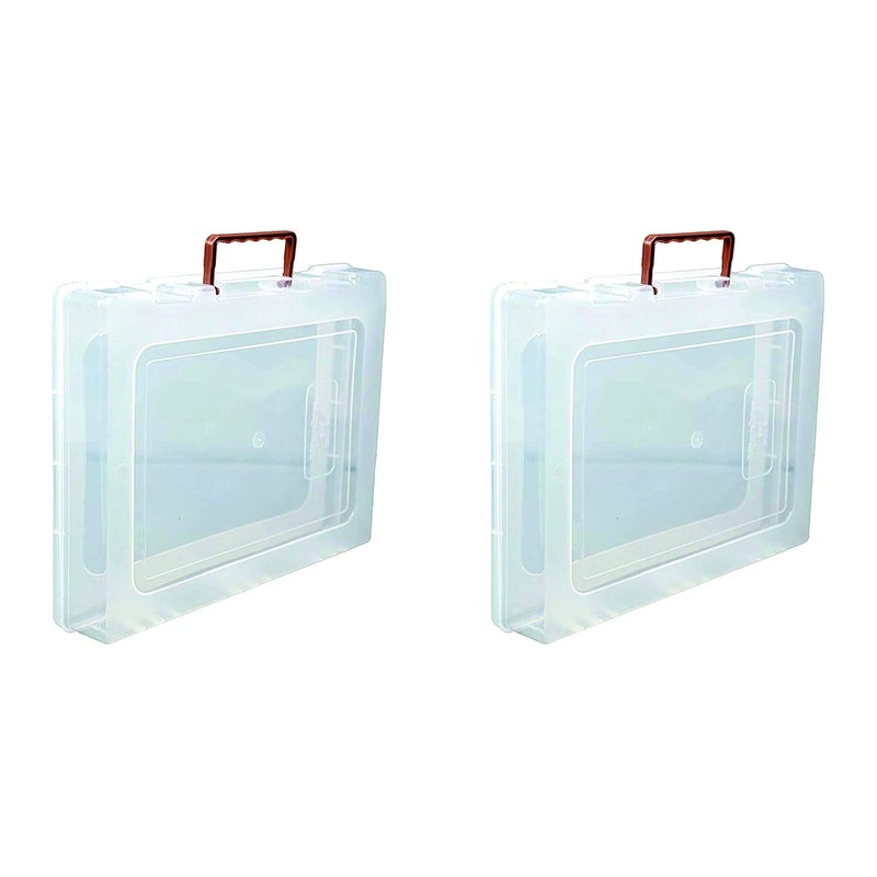DARKZONE MultiPurpose Rectangular Plastic Storage Box with Locks and Handle Matte Finish Transparent Plastic Organizer Storage Box for Saree Laptop Books Clothes BAHURANI 17 x 14 x 25 inch Set of 2 - Image 1