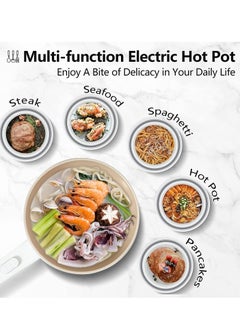 Generic Electric Hot Pot with Steamer & Temperature Control - Non-Stick Electric Cooker Shabu Shabu, Electric Skillet,Frying Pan,Electric Saucepan,for Noodles, Egg, Steak, Sauté, Steam and Soup (1.8 L)  - Image 2