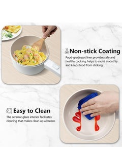 Generic Electric Hot Pot with Steamer & Temperature Control - Non-Stick Electric Cooker Shabu Shabu, Electric Skillet,Frying Pan,Electric Saucepan,for Noodles, Egg, Steak, Sauté, Steam and Soup (1.8 L)  - Image 4