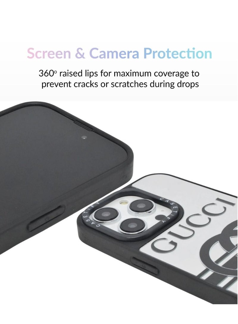 Casetify iPhone 14 Pro Cover Luxury Plating Embossed Hard Phone Case Tempered Glass Back Cover - Image 2