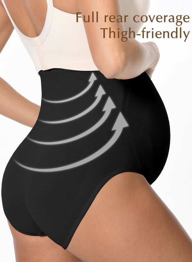 HOFISH Women's Maternity Underwear High Waist Seamless & Supportive Pregnancy Shapewear Over Bump Black & Beige XL - Image 3