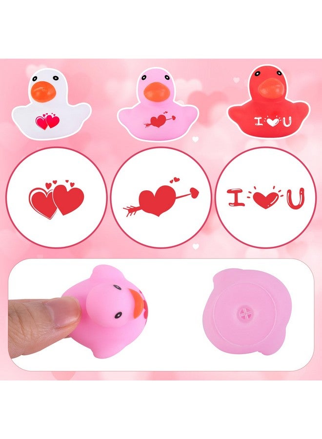 Wehhbtye 48 Pcs Valentine's Day Rubber Duckies, 2'' Mini Valentine Themed Ducks, 3 Colors Love Heart Ducky for Engagement Wedding Decorations Party Favors Pool Bathtub - Image 3