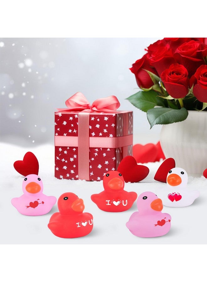 Wehhbtye 48 Pcs Valentine's Day Rubber Duckies, 2'' Mini Valentine Themed Ducks, 3 Colors Love Heart Ducky for Engagement Wedding Decorations Party Favors Pool Bathtub - Image 5