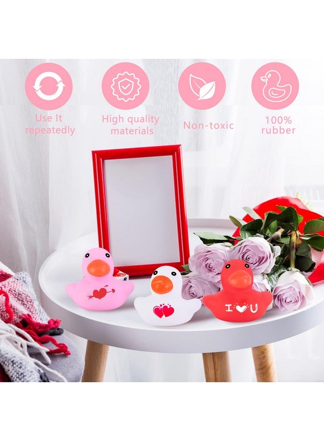 Wehhbtye 48 Pcs Valentine's Day Rubber Duckies, 2'' Mini Valentine Themed Ducks, 3 Colors Love Heart Ducky for Engagement Wedding Decorations Party Favors Pool Bathtub - Image 4