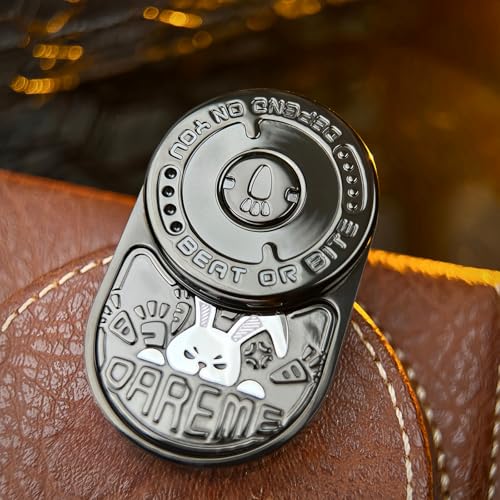 HIDEDC Desperate Rabbit Fidget Slider Metal Fidget Toys Adults Haptic Coin Infinite Rotation Push EDC Fidget Toys Sensory Toy Executive Desk Toy for Keep Focus Stress Relief Mix Black - Image 1