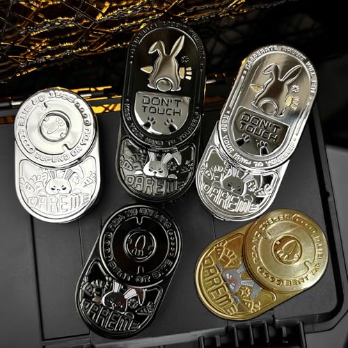 HIDEDC Desperate Rabbit Fidget Slider Metal Fidget Toys Adults Haptic Coin Infinite Rotation Push EDC Fidget Toys Sensory Toy Executive Desk Toy for Keep Focus Stress Relief Mix Black - Image 5
