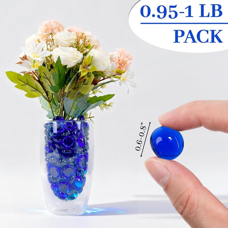 Foncomy Blue Flat Glass Marbles, 1 lb Transparent Vase Filler Pebbles Gems, Decorative Glass Beads for Vases, Table Scatter, Crafts, Floral, Mancala Stones, Centerpieces, Aquarium Rocks for Fish Tank - Image 2