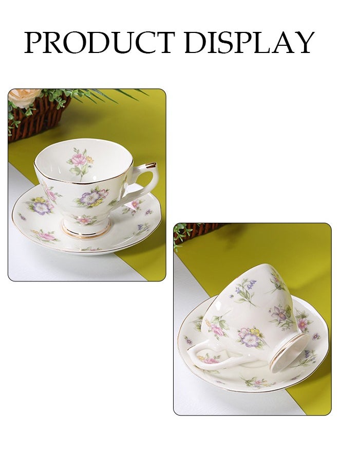 DUNISO French Retro Phnom Penh Tea Cups and Saucers Set Porcelain Tea Set for Tea Party Afternoon Tea Cups Saucer for Coffee Milk Kitchen and Drawing Room  - Image 3