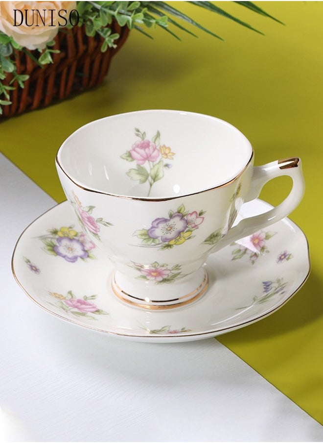 DUNISO French Retro Phnom Penh Tea Cups and Saucers Set Porcelain Tea Set for Tea Party Afternoon Tea Cups Saucer for Coffee Milk Kitchen and Drawing Room  - Image 4