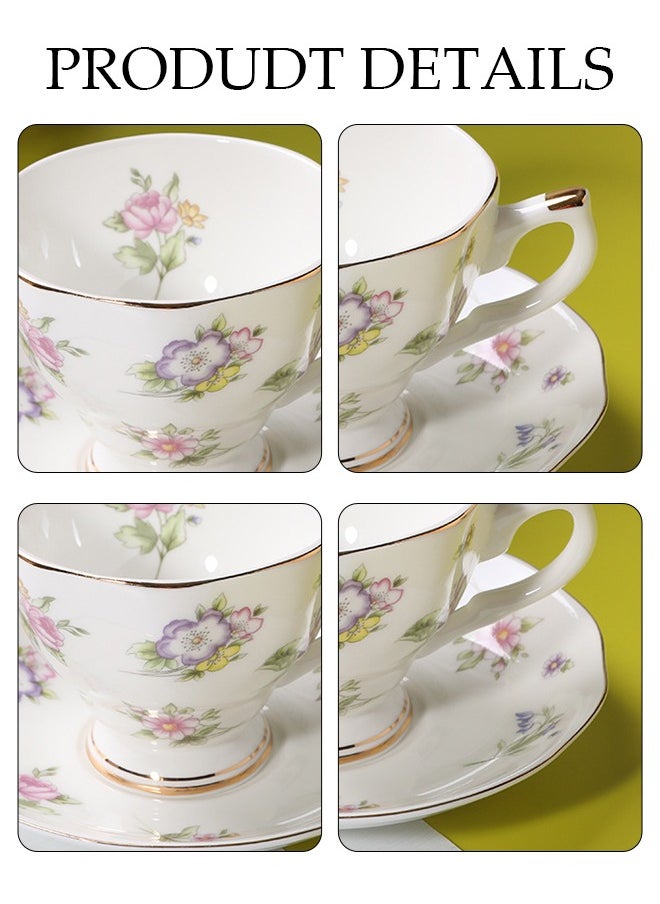 DUNISO French Retro Phnom Penh Tea Cups and Saucers Set Porcelain Tea Set for Tea Party Afternoon Tea Cups Saucer for Coffee Milk Kitchen and Drawing Room  - Image 5