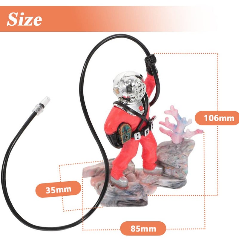 Mesee Aquarium Decorations Diver with Hose Live Action Aerating Ornament, Floating Treasure Seeker Adornment Fish Tank Ornament - Image 2
