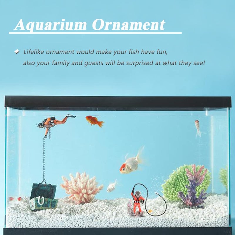 Mesee Aquarium Decorations Diver with Hose Live Action Aerating Ornament, Floating Treasure Seeker Adornment Fish Tank Ornament - Image 4