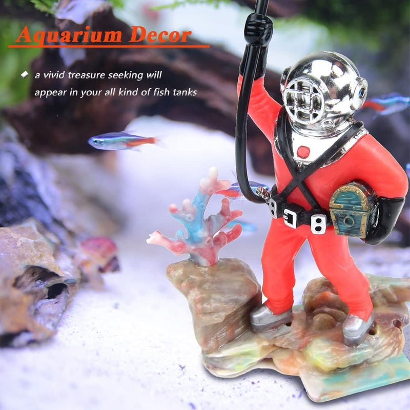 Mesee Aquarium Decorations Diver with Hose Live Action Aerating Ornament, Floating Treasure Seeker Adornment Fish Tank Ornament - Image 3
