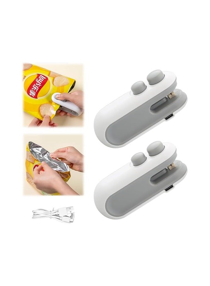 Portable Mini Vacuum Sealing Machine, 2 In 1 USB Rechargeable with Magnetic Heat Sealing and Cutting for home, kitchen, Food, Snacks, Chips, Fresh Storage, Plastic Bags Sealer - Image 1