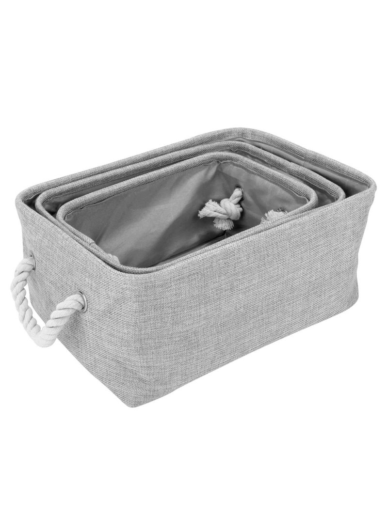 Styleys - Styleys Foldable Storage Basket Bins Organizer, Pack of 3 (S11053 - Grey) - Image 1