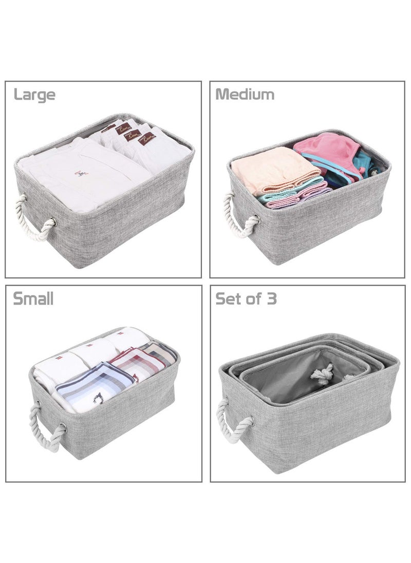 Styleys - Styleys Foldable Storage Basket Bins Organizer, Pack of 3 (S11053 - Grey) - Image 1