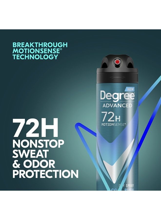 Degree Men Advanced Antiperspirant Deodorant Dry Spray Cool Rush, Pack of 12, 72-Hour Sweat and Odor Protection Deodorant for Men With MotionSense® Technology 3.8 oz - Image 2