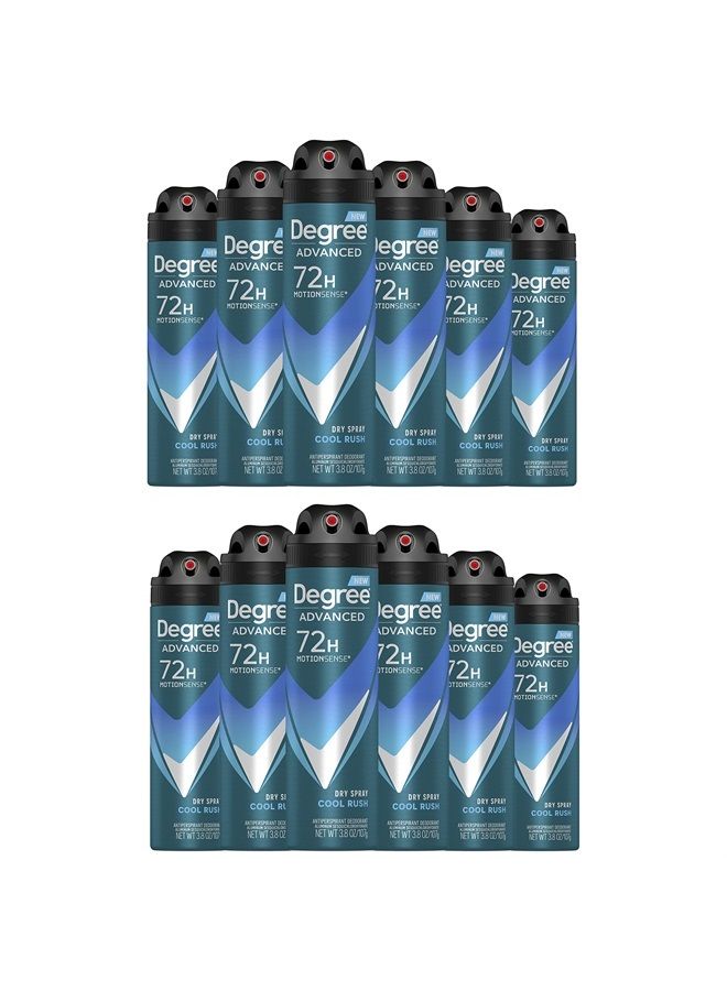 Degree Men Advanced Antiperspirant Deodorant Dry Spray Cool Rush, Pack of 12, 72-Hour Sweat and Odor Protection Deodorant for Men With MotionSense® Technology 3.8 oz - Image 1
