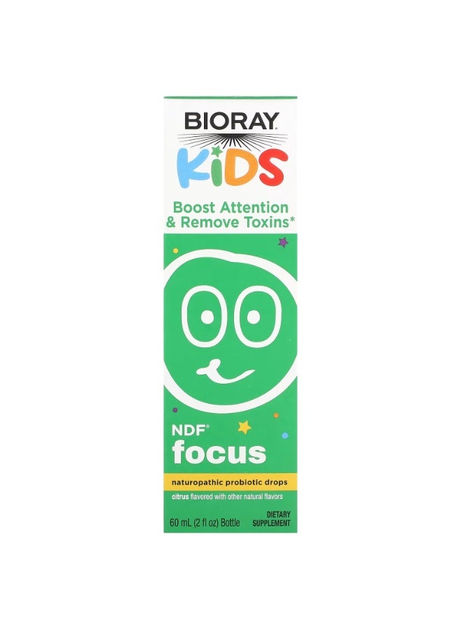 Bioray, Kids, NDF Focus, Naturopathic Probiotic Drops, Citrus, 2 fl oz (60 ml) - Image 1