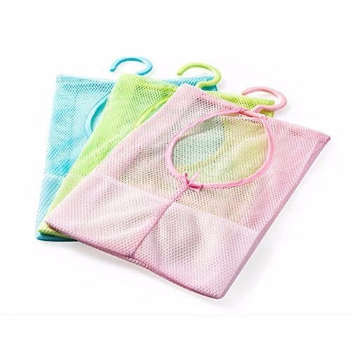 ZURATO Multipurpose Clothespin Bag with Hanger,Hanging Storage Mesh Bag for Home Over The Door - Laundry Net Pouch Bathroom Organizer (3) - Image 1