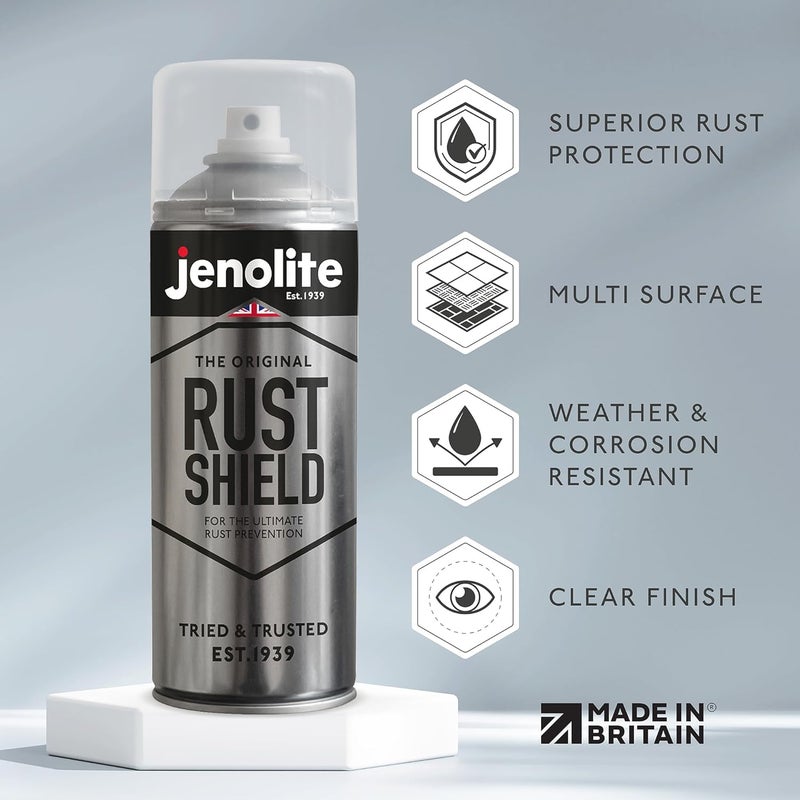 JENOLITE جينولايت رست شيلد رذاذ - 400 مل (13.5 أونصة سائلة) - حماية عالية ضد الصدأ والتآكل - الوقاية النهائية من الصدأ للسيارات والدراجات النارية - Image 1