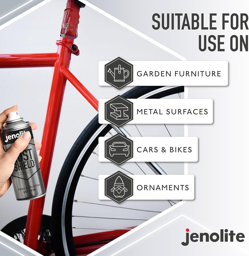 JENOLITE جينولايت رست شيلد رذاذ - 400 مل (13.5 أونصة سائلة) - حماية عالية ضد الصدأ والتآكل - الوقاية النهائية من الصدأ للسيارات والدراجات النارية - Image 3