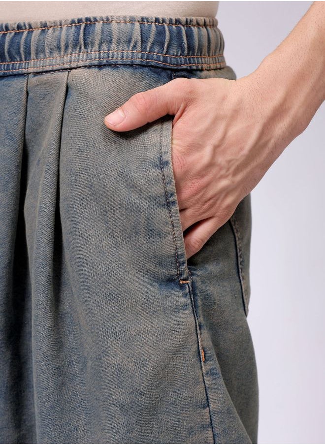 The Indian Garage Co - Men Baggy Solid Mid-Rise Denim Harem Pants - Image 1