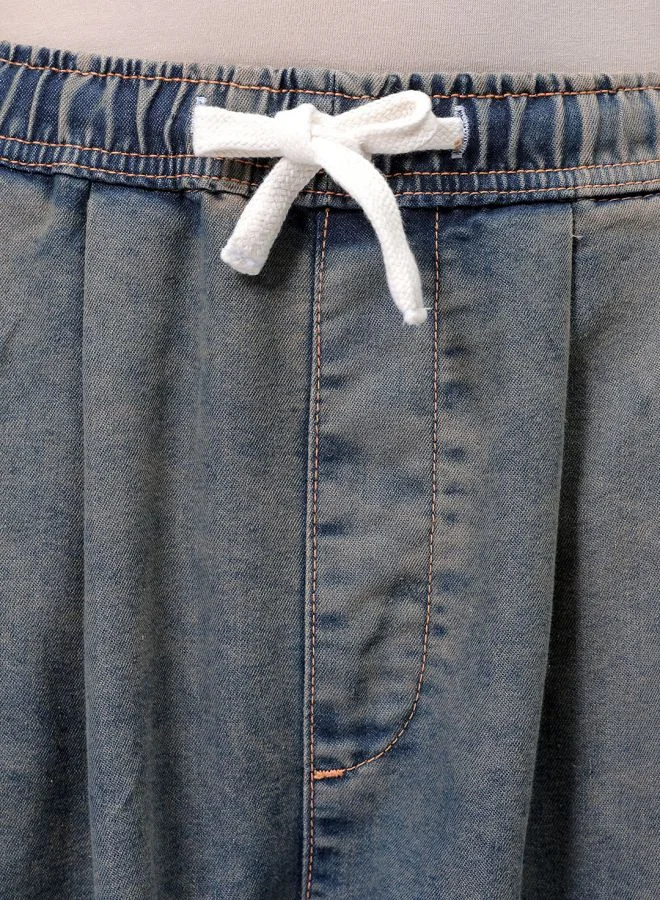 The Indian Garage Co Men Baggy Solid Mid-Rise Denim Harem Pants