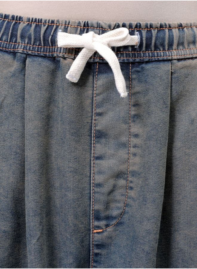 The Indian Garage Co Men Baggy Solid Mid-Rise Denim Harem Pants  - Image 5
