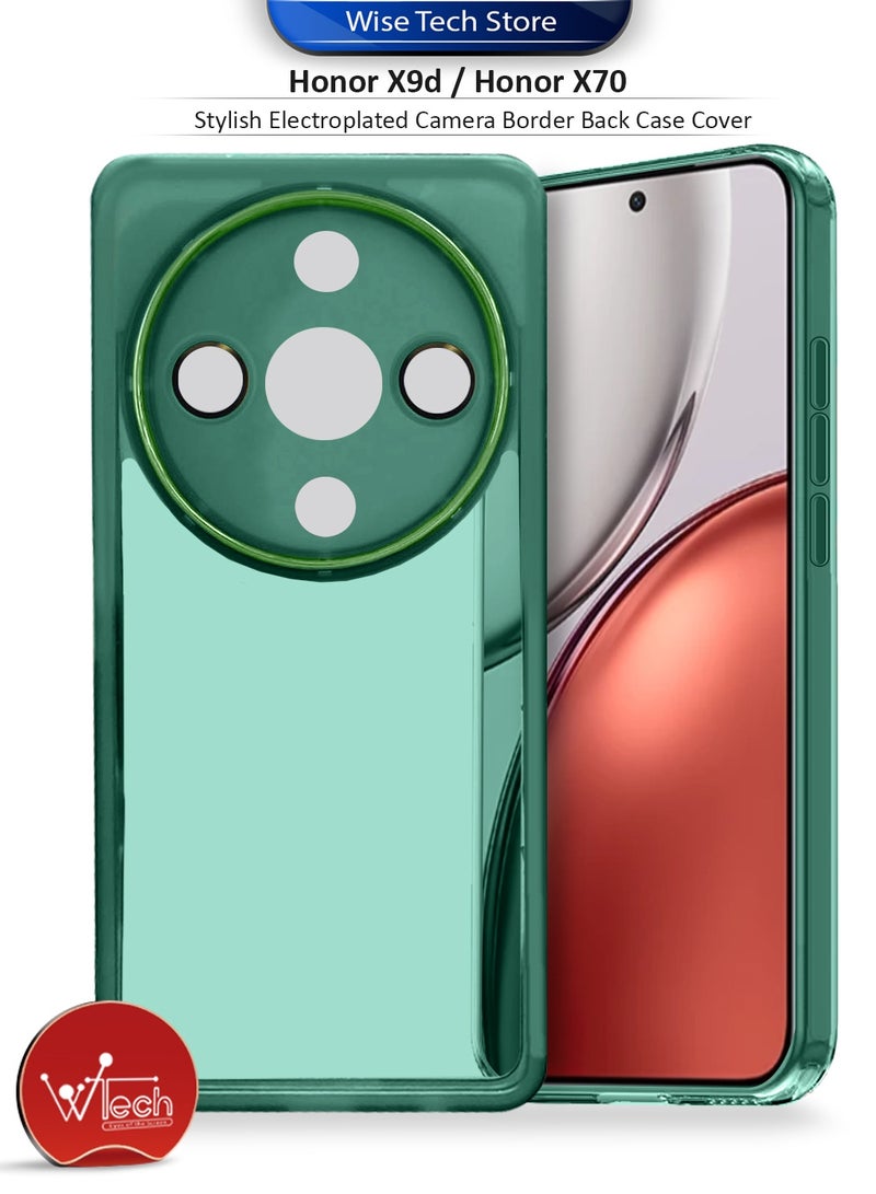 Wtech Honor X9d / Honor X70 5G 2025 Soft Transparent TPU Camera Lens Protection Silicone Ultra Thin Phone Stylish Electroplated Camera Border Back Case Cover - Dark Green - Image 1