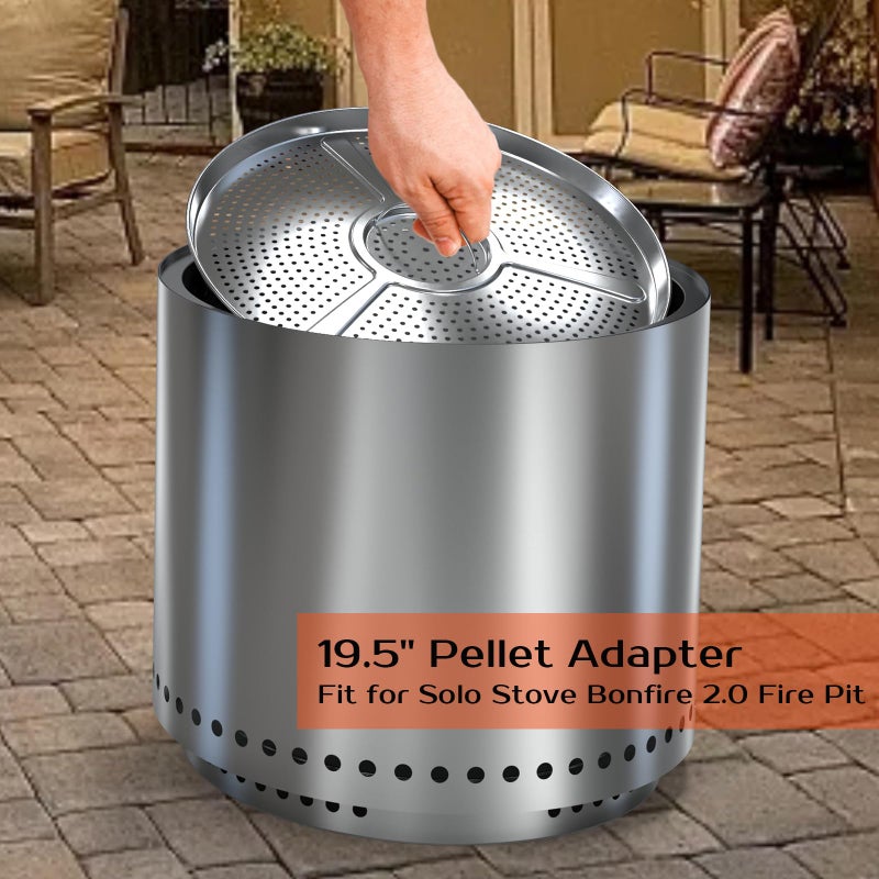 BBQCuker Pellet Adapter for Solo Stove Bonfire 2.0, Bonfire Accessories for Solo Stove,19.5" Bonfire 2.0 Burning Pellets Extension Accessories,Pellet Burning Conversion (SYCP01-002) - Image 2