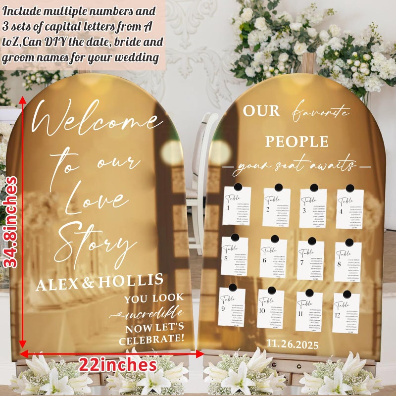 Haiddle Custom Name Welcome to Our Wedding Sign Decals for Mirror Wedding Decor Seating Chart Signs for Reception DIY Marriage Letters Decal Our Favorite People Vinyl Sticker for Party Entry Backdrop Supply - Image 2
