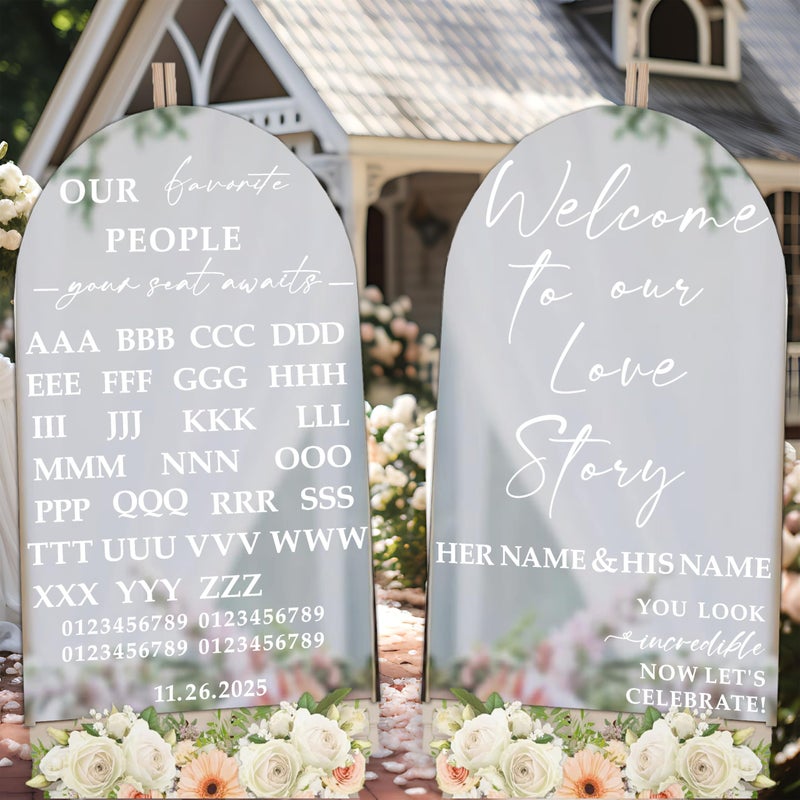 Haiddle Custom Name Welcome to Our Wedding Sign Decals for Mirror Wedding Decor Seating Chart Signs for Reception DIY Marriage Letters Decal Our Favorite People Vinyl Sticker for Party Entry Backdrop Supply - Image 1