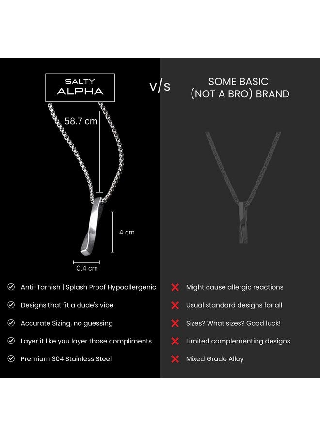 Salty Salty Alpha Collier Neck Chain for Men & Boys | Stainless Steel Pendant Locket Necklace Stylish Men's Accessories | Diwali, Birthday, Anniversary & Special Occassion Gift | Everyday Wear  - Image 4