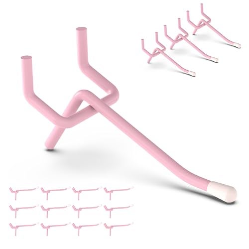 HUHOLE 50Pack Pink Pegboard Hooks 2 Inch Decorative Metal Peg Board Hangers with Rubber Safety Tips Fits 18 14 Boards Heavy Duty Organizer for Craft Room Nursery Garage Retail Display - Image 1