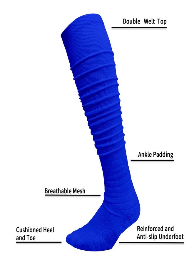 Londkaron Scrunch Soccer & Football Socks, Extra Long Padded Sports Socks for Men & Boys (Royal, Small) - Image 2