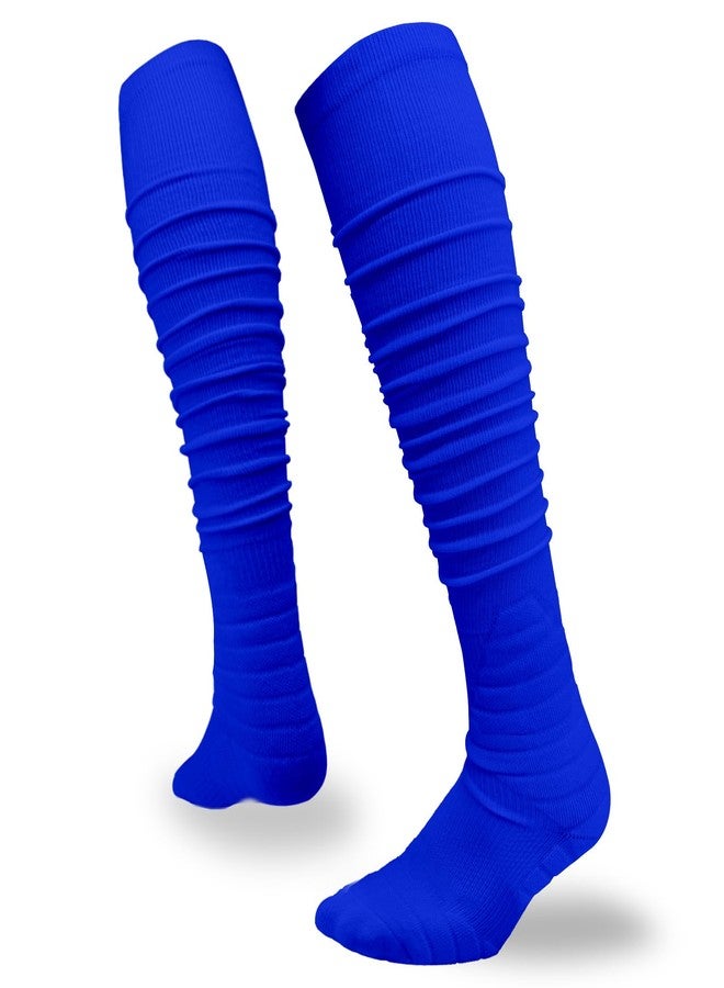 Londkaron Scrunch Soccer & Football Socks, Extra Long Padded Sports Socks for Men & Boys (Royal, Small) - Image 1
