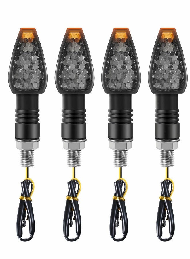 Loquat Motorcycle Turn Signal Lights, 4 Pcs 12V Universal Motorbike LED Indicator Blinker Amber Lamp Mini Stalk Arrow Light Front Rear Lights for Motorcycles - Image 1