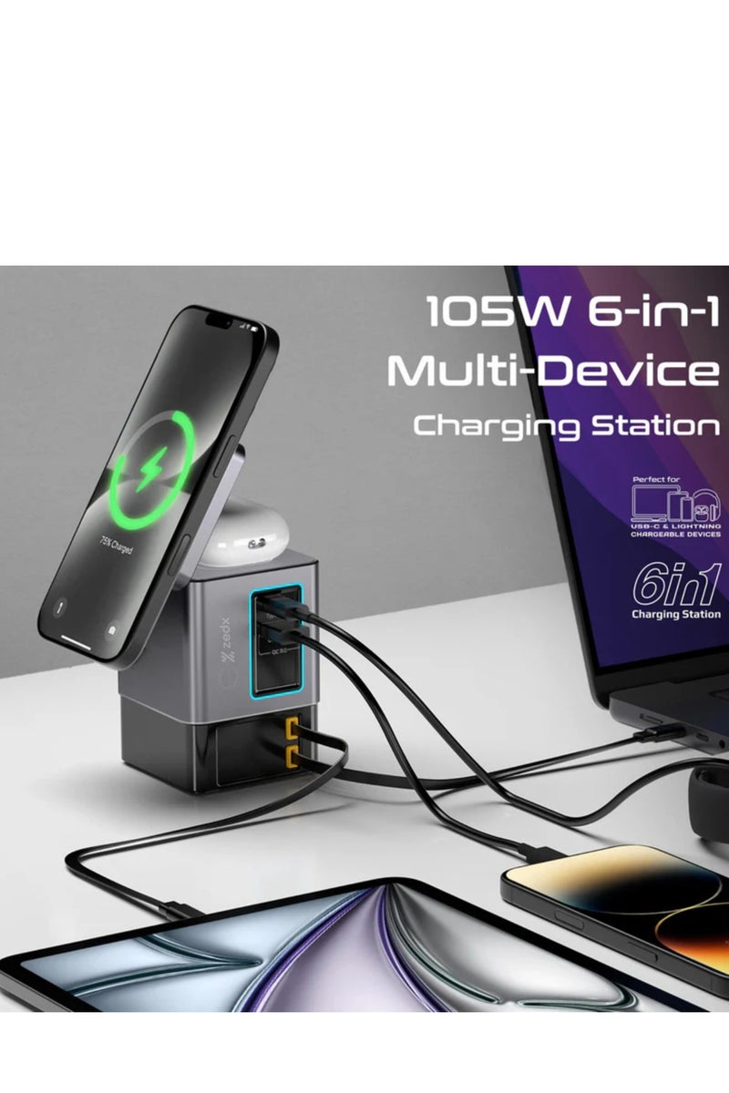 zedx Power Dock X Fast Charger 6 in 1 Power Combo Tower - Image 2