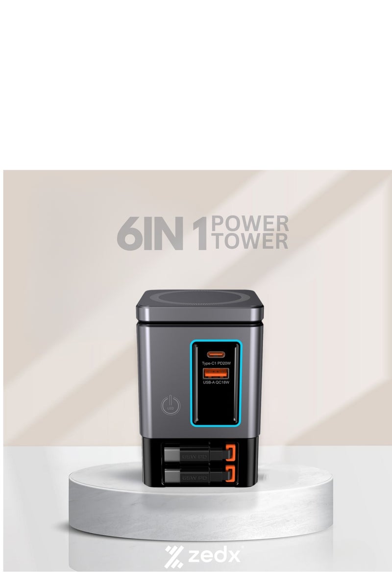 zedx Power Dock X Fast Charger 6 in 1 Power Combo Tower - Image 3