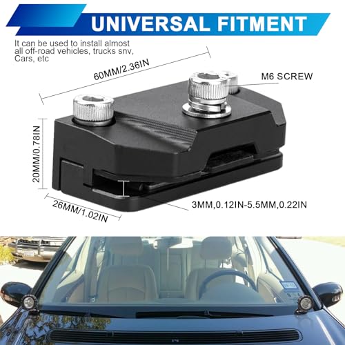 KMFCDAE 2 PCS Universal Ditch Light Brackets Hood Light Bracket, Adjustable Hood Led Work Light Mount Bracket, for Truck SUV Cars, No Drilling,Black - Image 3