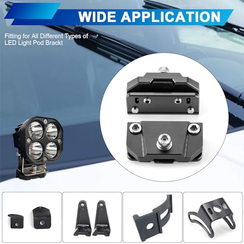 KMFCDAE 2 PCS Universal Ditch Light Brackets Hood Light Bracket, Adjustable Hood Led Work Light Mount Bracket, for Truck SUV Cars, No Drilling,Black - Image 4