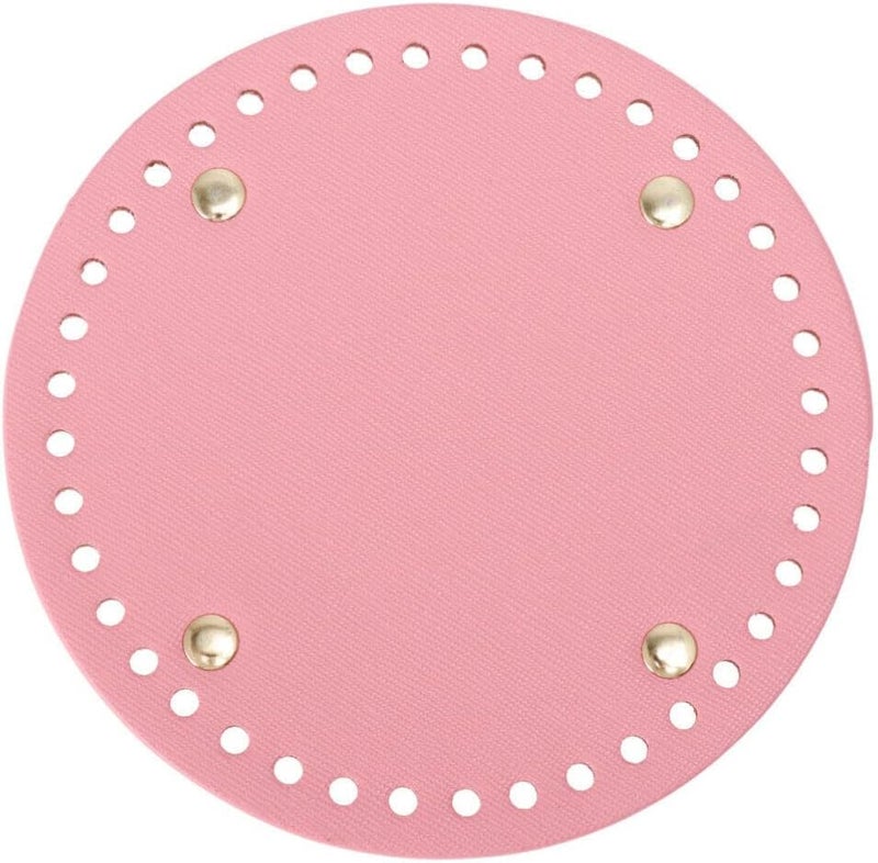 Pink PU Leather Round Bottom For Sewing Crochet Purse Crafting Material - Image 1