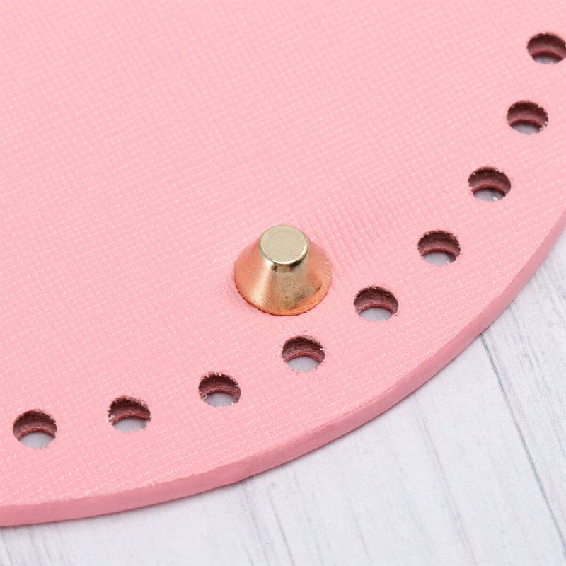 Pink PU Leather Round Bottom For Sewing Crochet Purse Crafting Material - Image 5